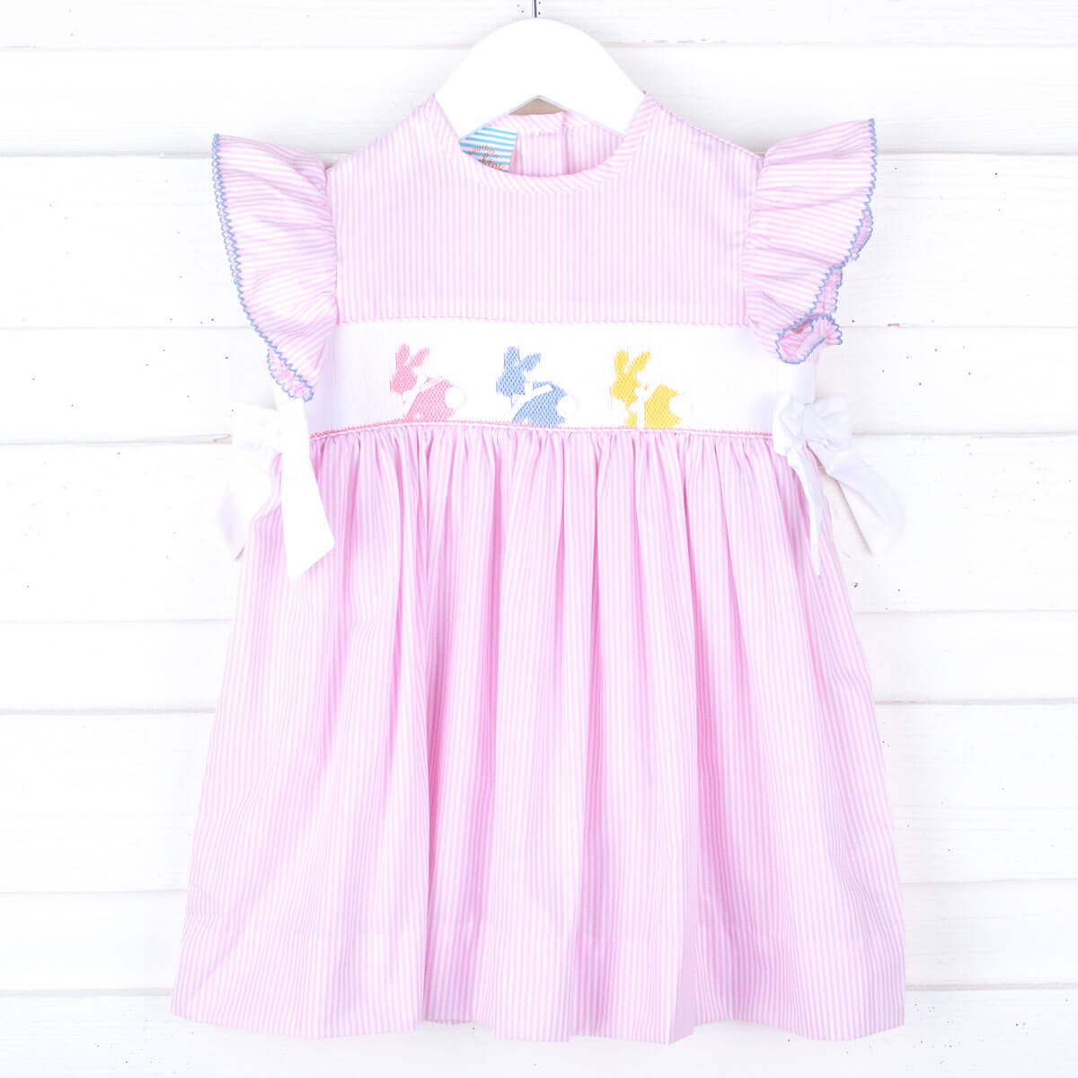 Spring Bunnies Pink Smocked Beverly Dress