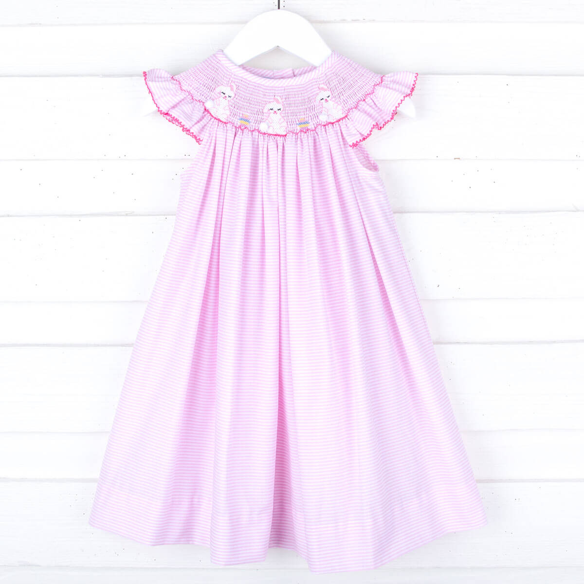 Easter Fun Pink Stripe Smocked Dress