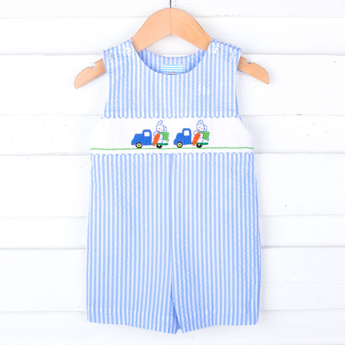 Easter Fun Blue Stripe Smocked Jon Jon