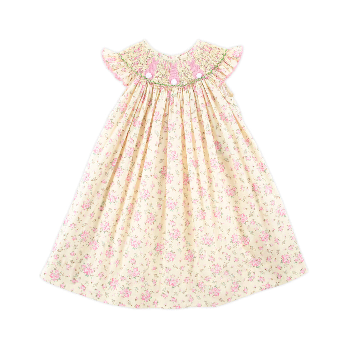 Fluffy Bunny Yellow Floral Smocked Dress