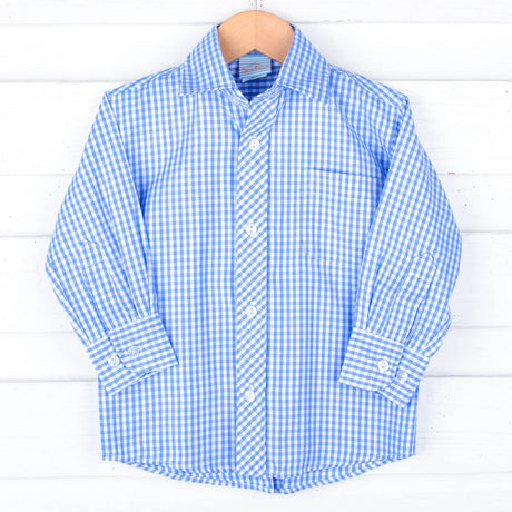 Happy Spring Blue Button Down Shirt