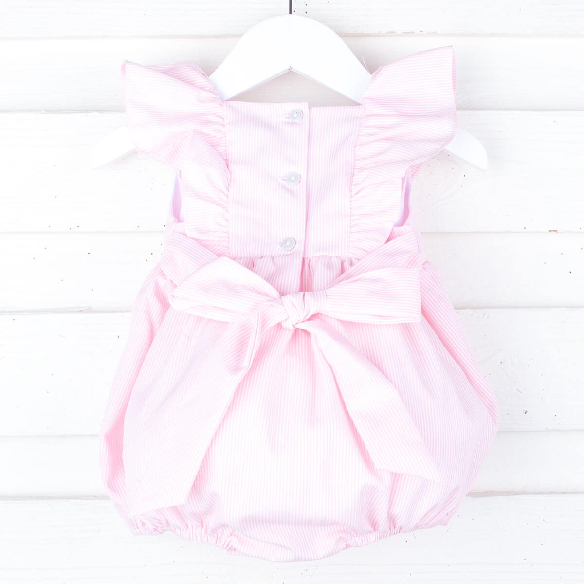 Pink Stripe Smocked Hannah Bubble
