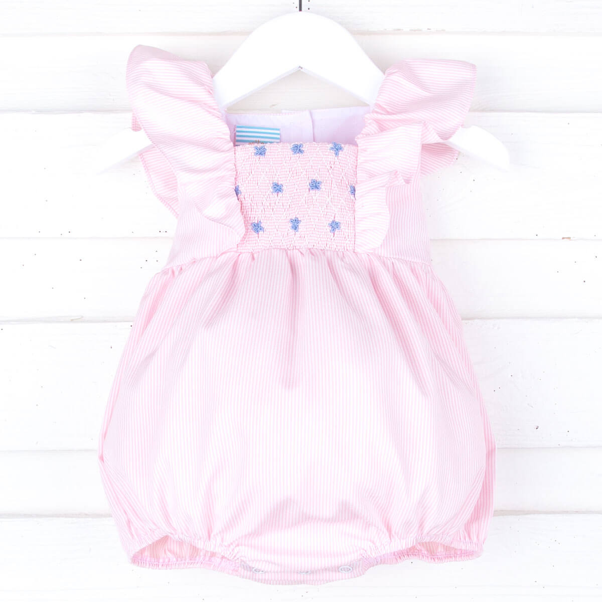 Pink Stripe Smocked Hannah Bubble