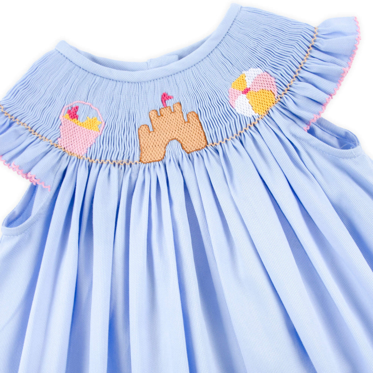 Beach Baby Light Blue Smocked Angel Sleeve Dress