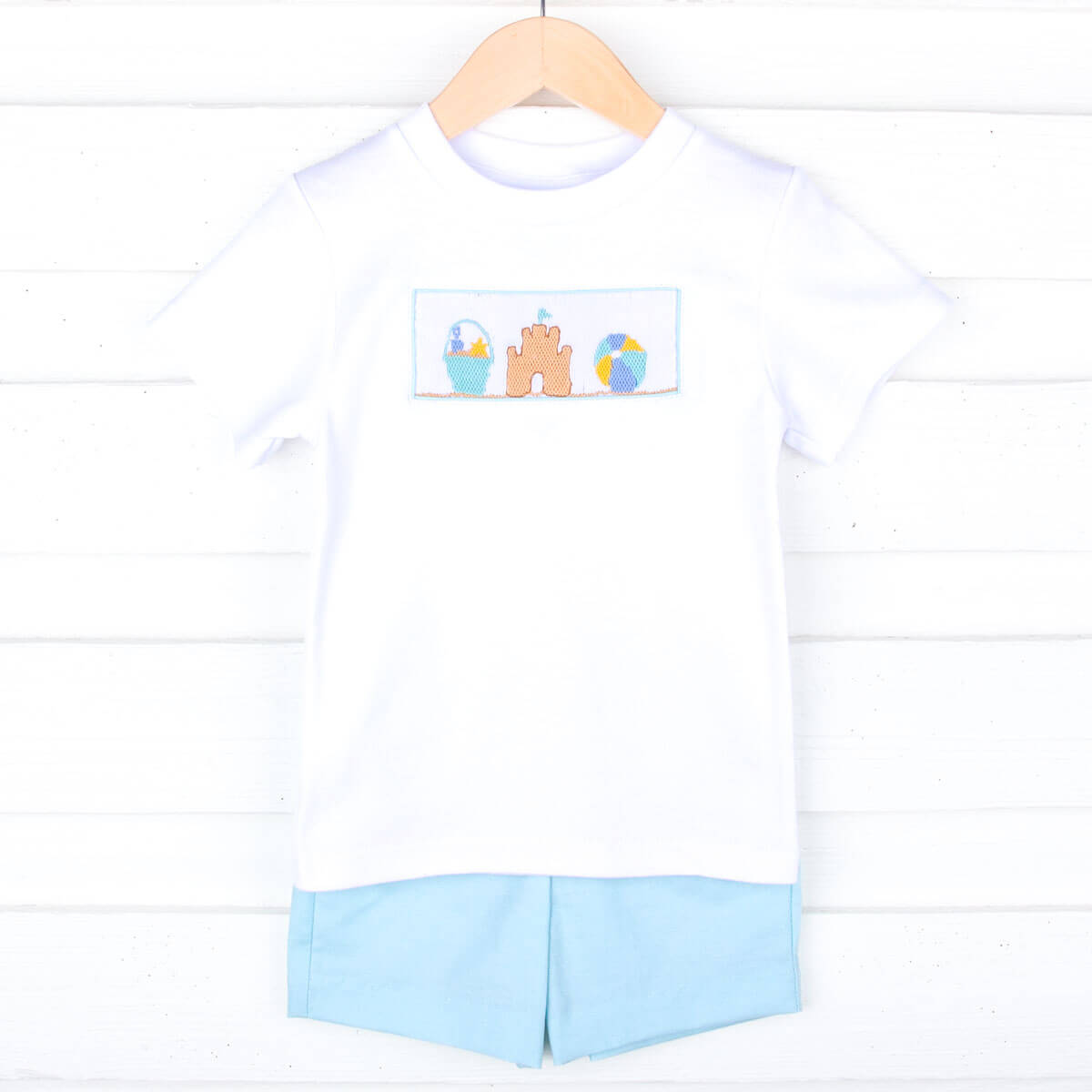 Beach Baby Mint Smocked Short Set