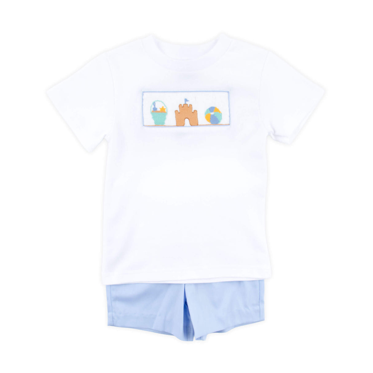 Beach Baby Light Blue Smocked Short Set