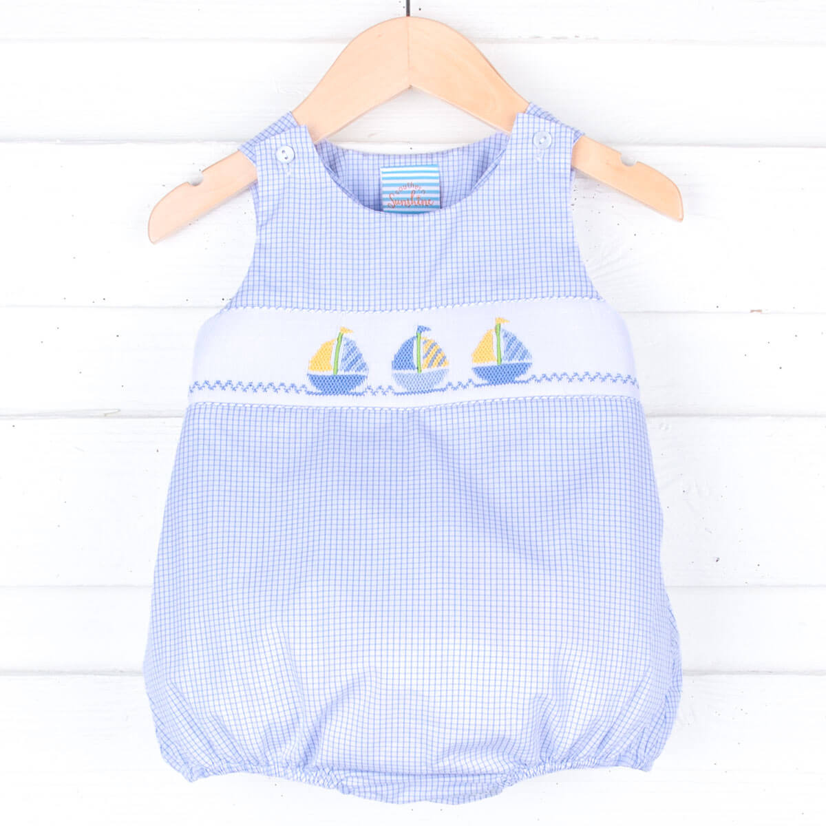 Light Blue Sailboat Smocked Sun Bubble