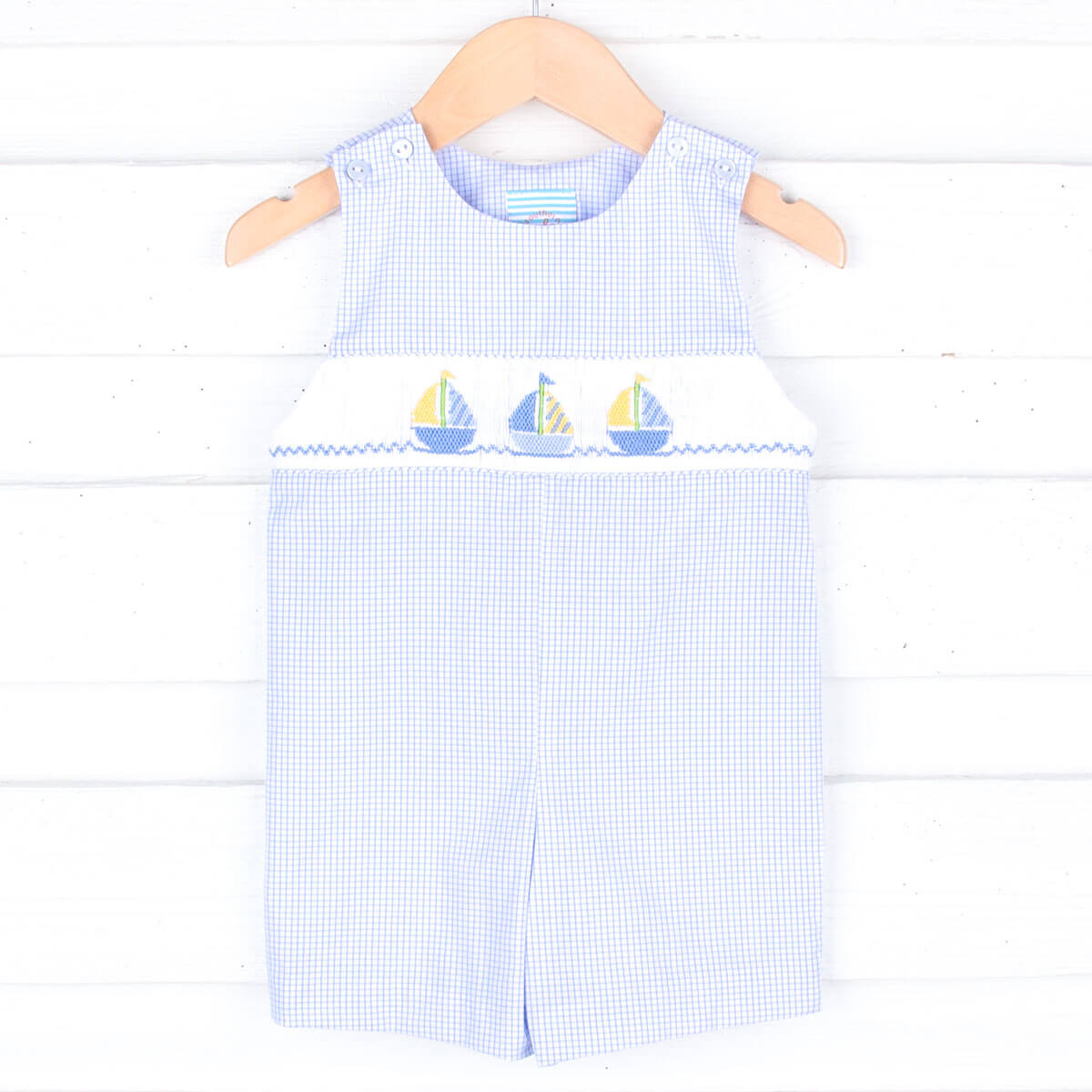 Light Blue Sailboat Smocked Jon Jon