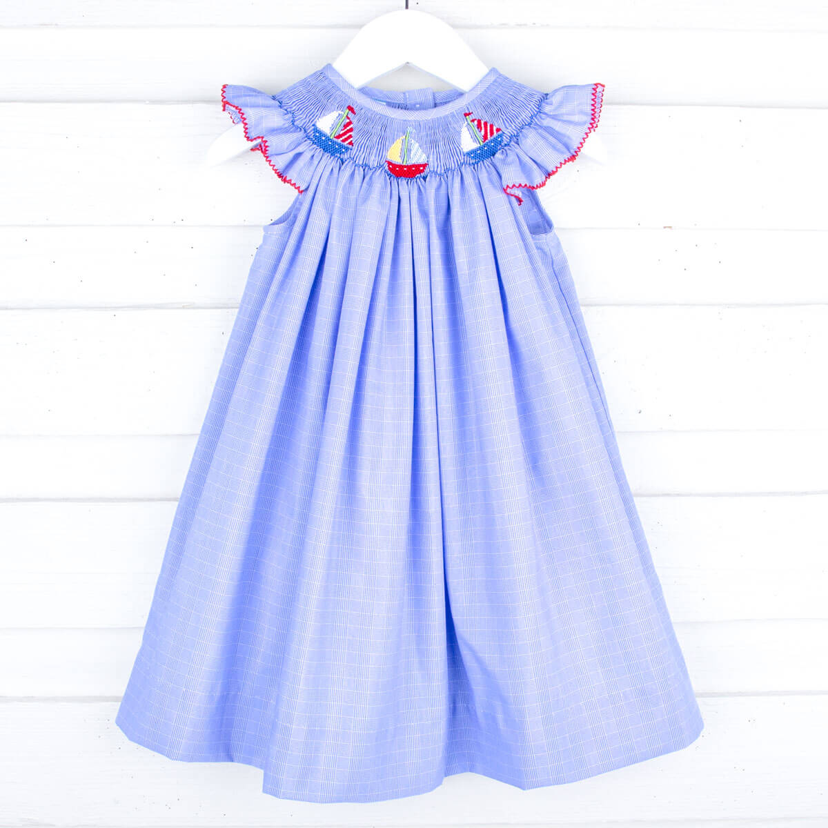 Sailing Away Blue Plaid Smocked Dress