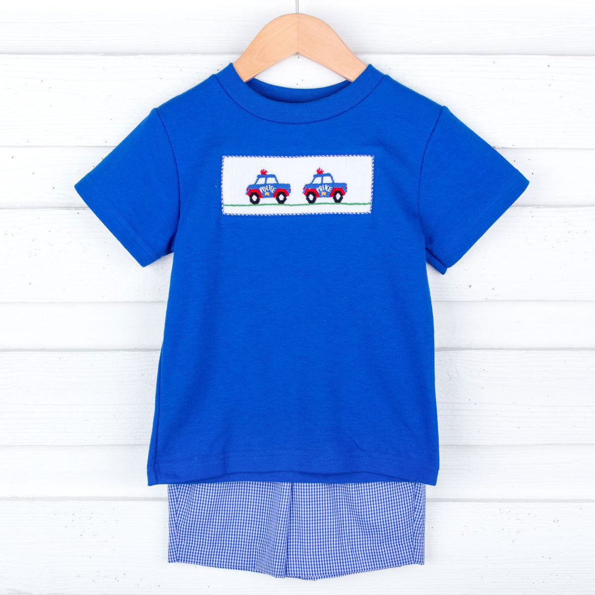 Police Royal Blue Smocked Short Set