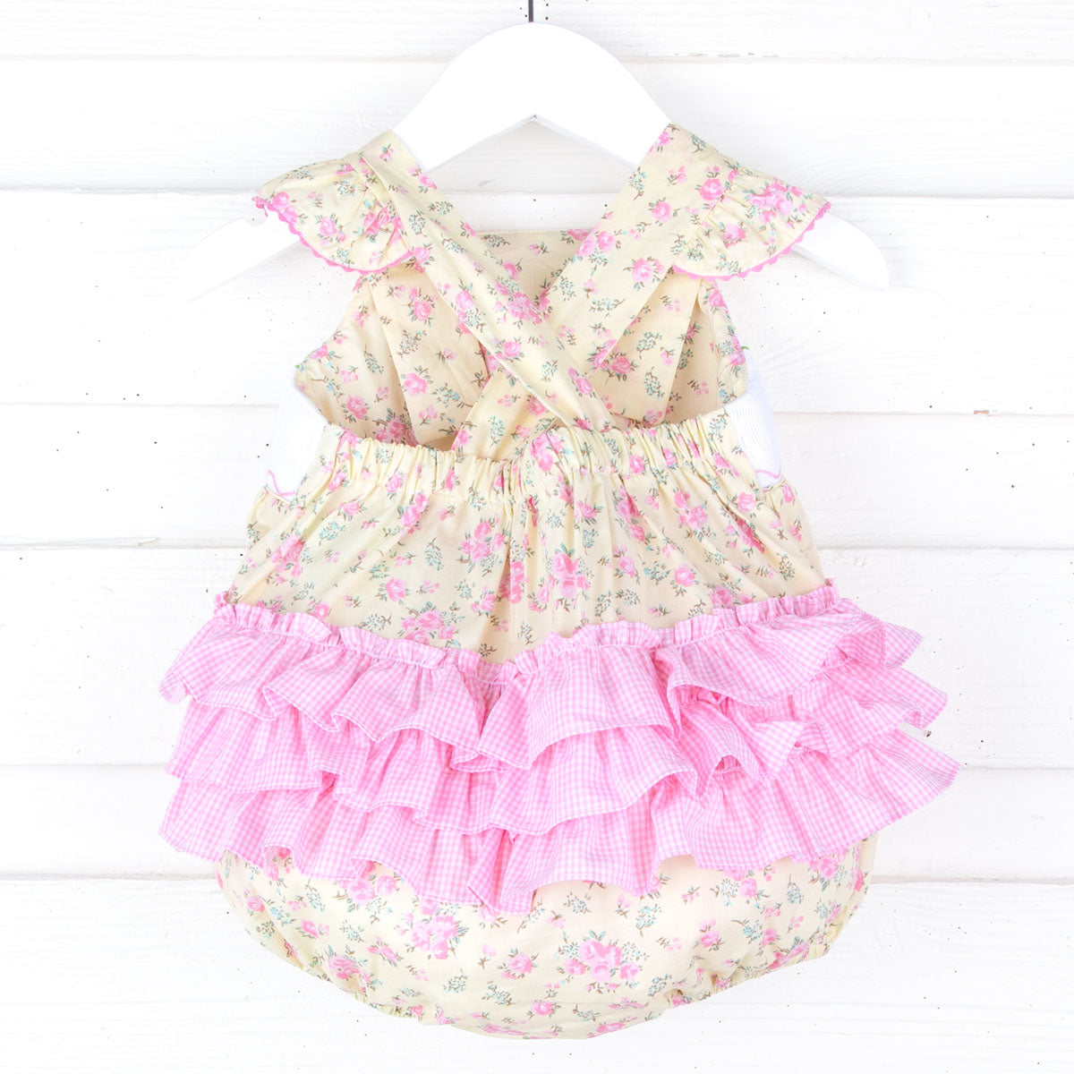 Strawberry Floral Smocked Leah Bubble