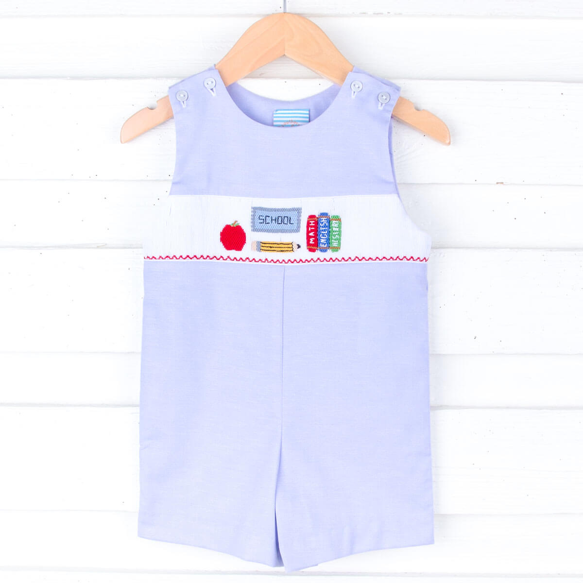 Back To School Smocked Light Blue Jon Jon
