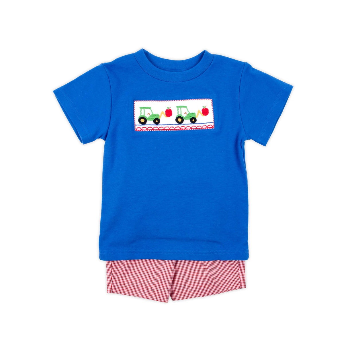 Apple Tractor Smocked Short Set