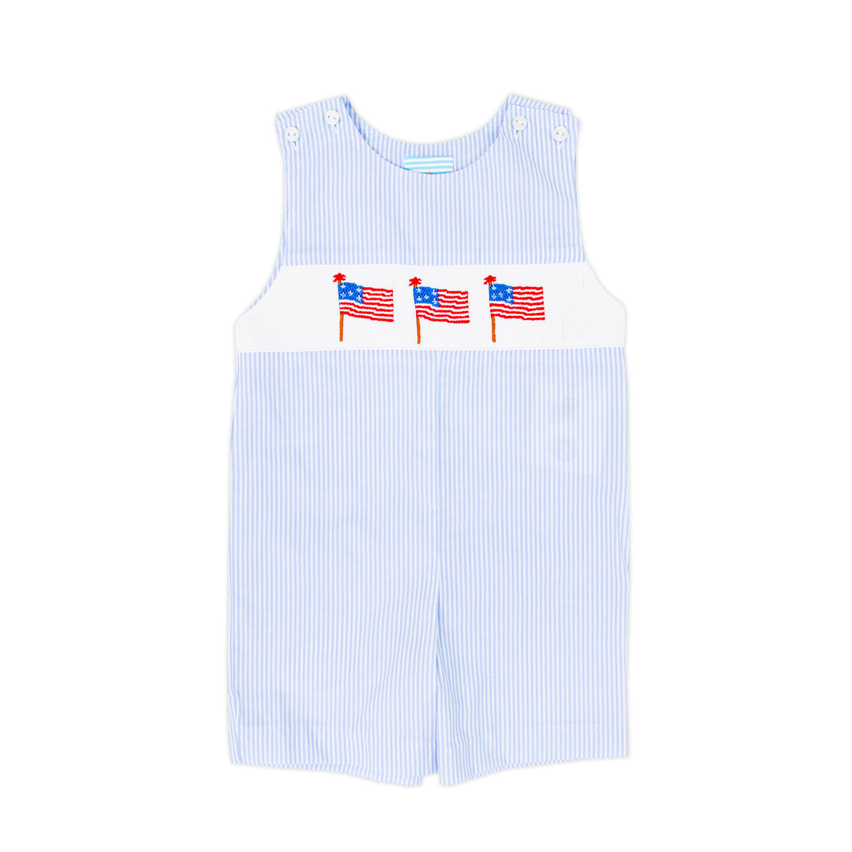 Flag Smocked Light Blue Stripe Jon Jon