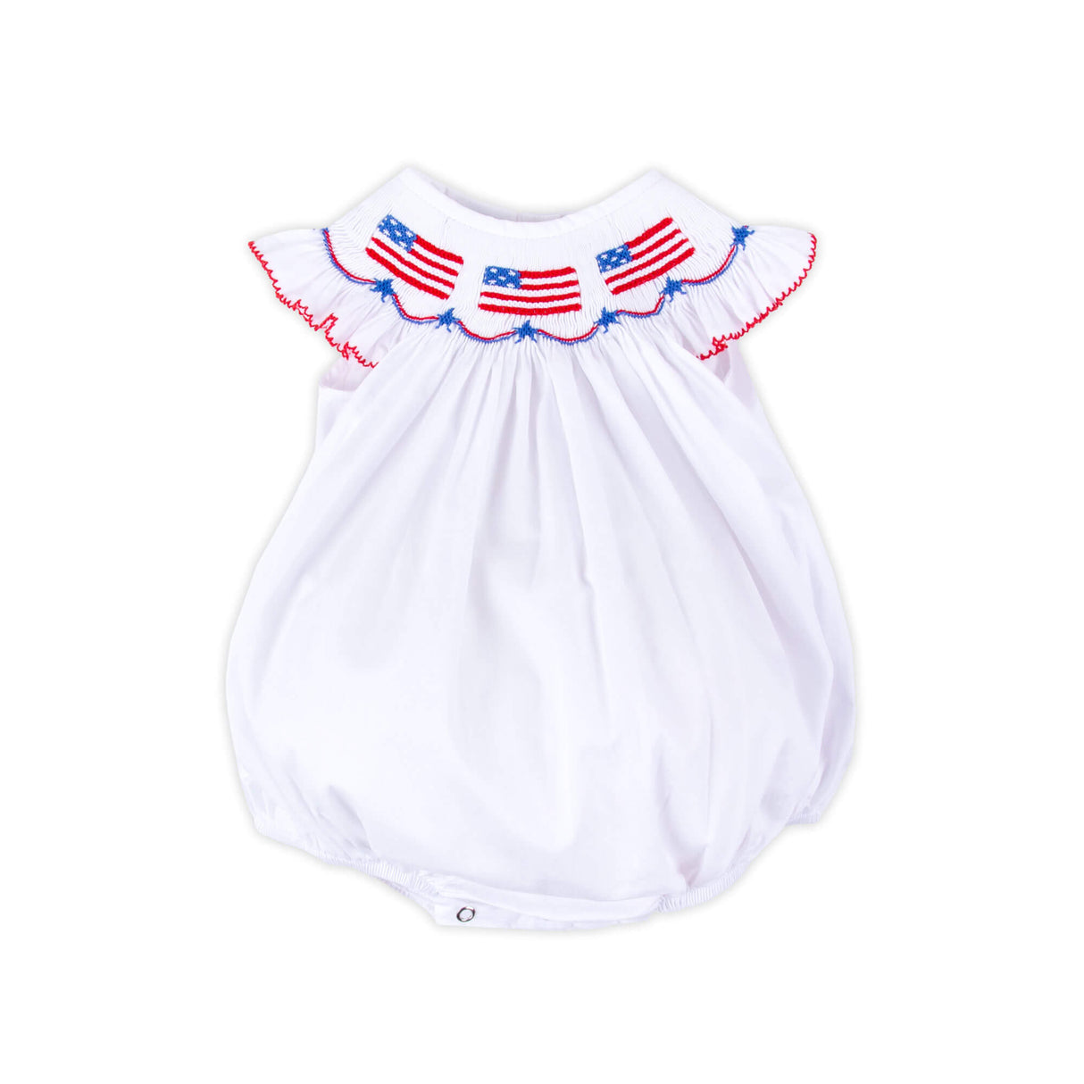 Flag Smocked White Angel Sleeve Bubble