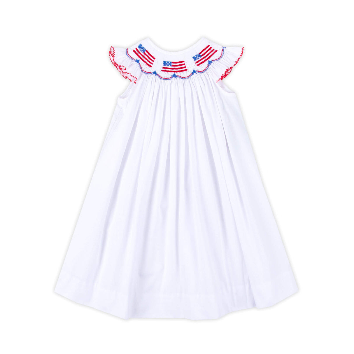 Flag Smocked White Angel Sleeve Dress