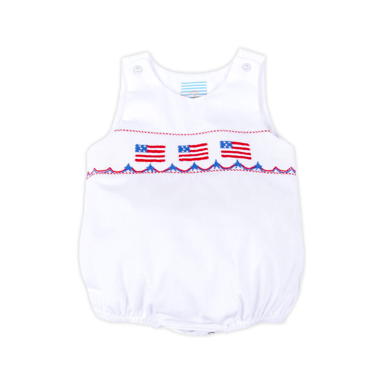 Flag Smocked White Sun Bubble