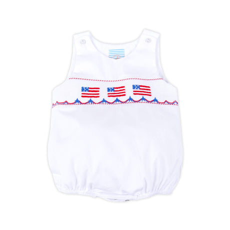 Flag Smocked White Sun Bubble