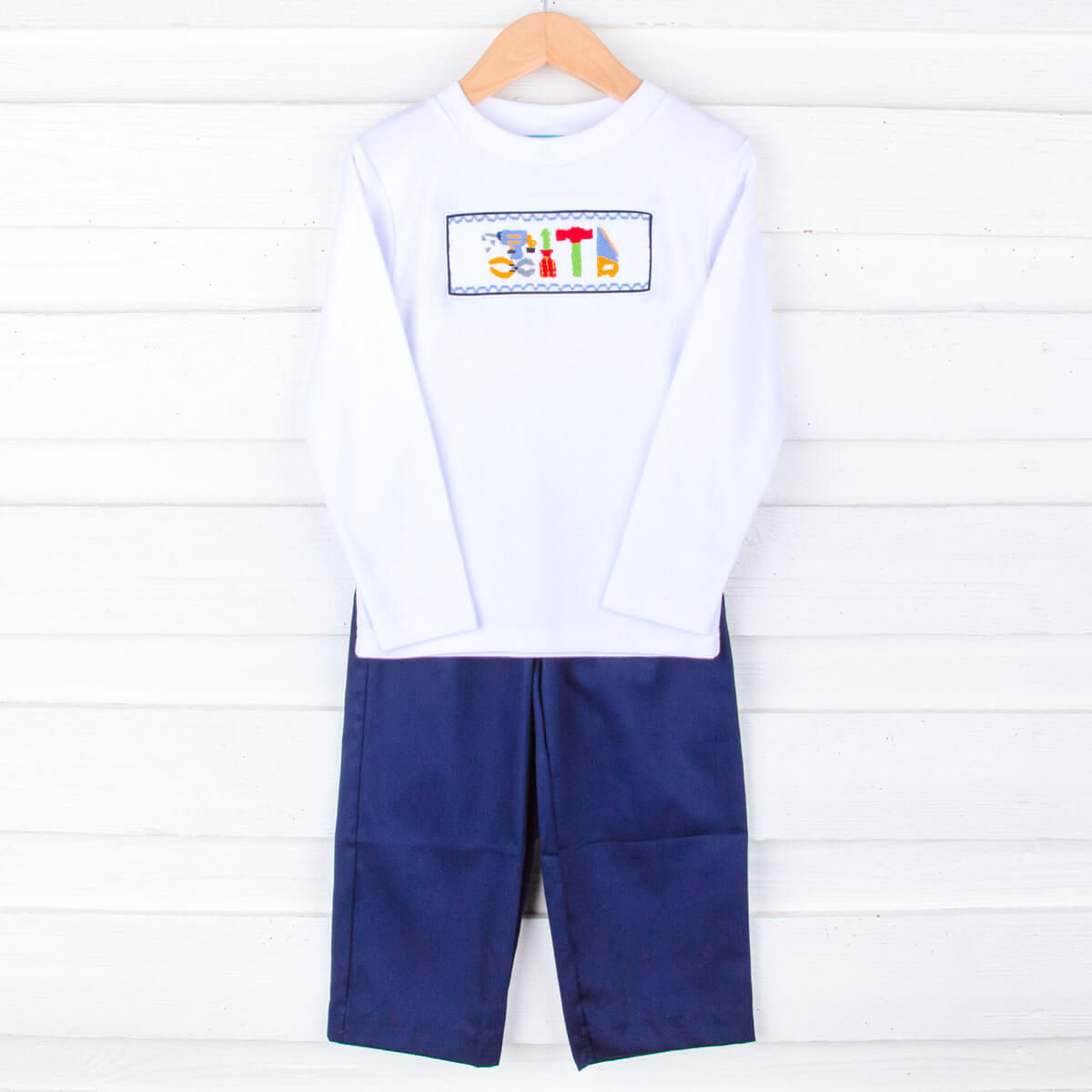 Tools Smocked Navy Pant Set