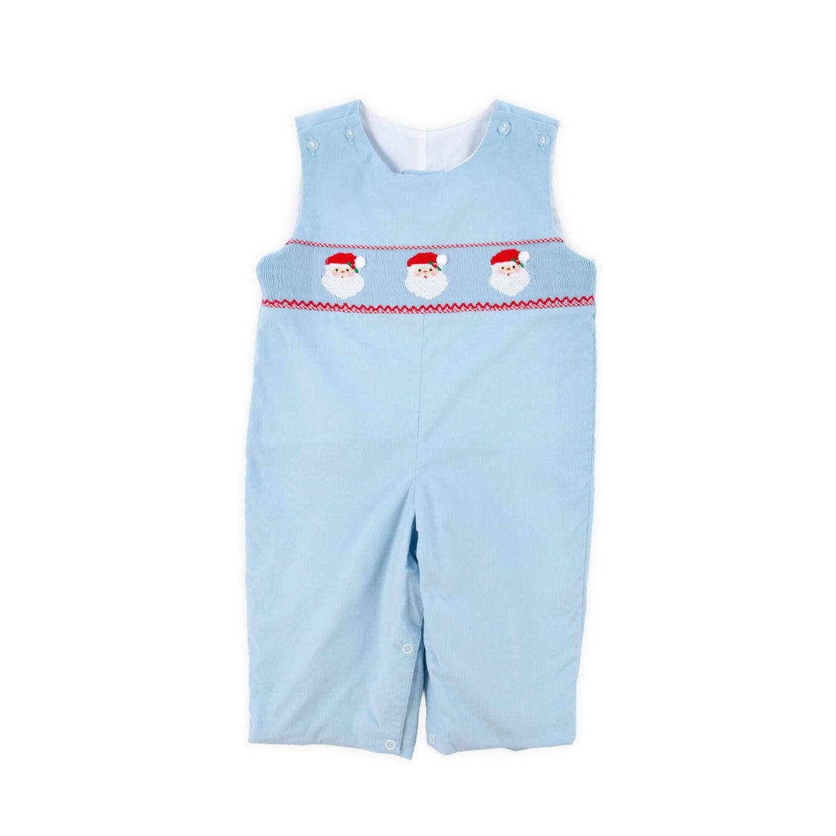 Santa Smocked Blue Corduroy Longall