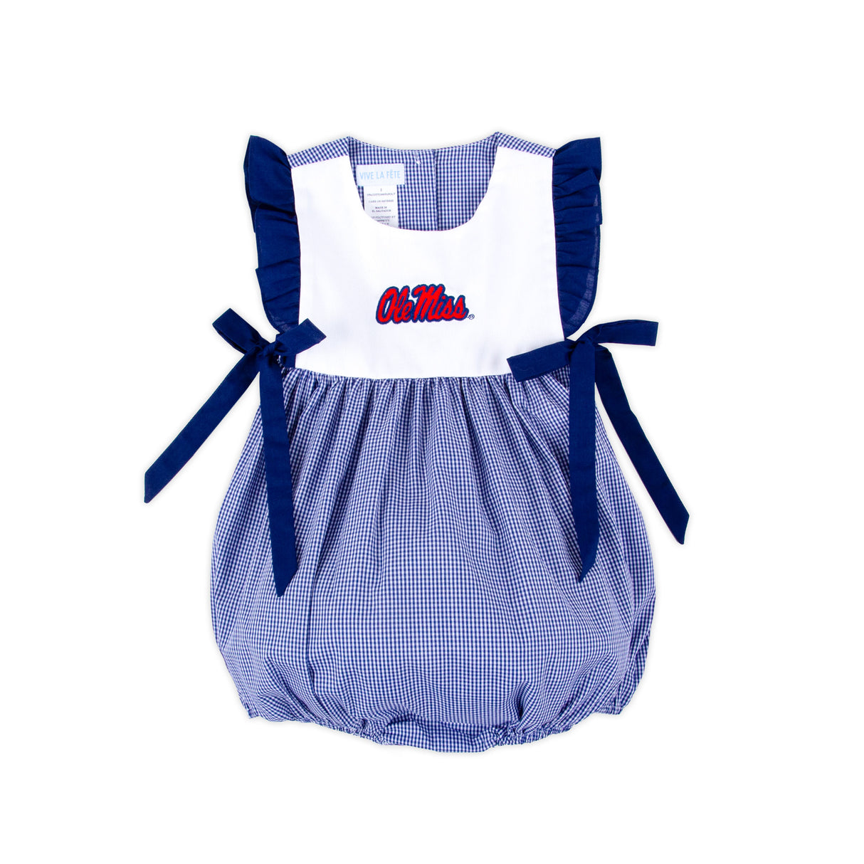 Ole Miss Embroidered Navy Gingham Bubble