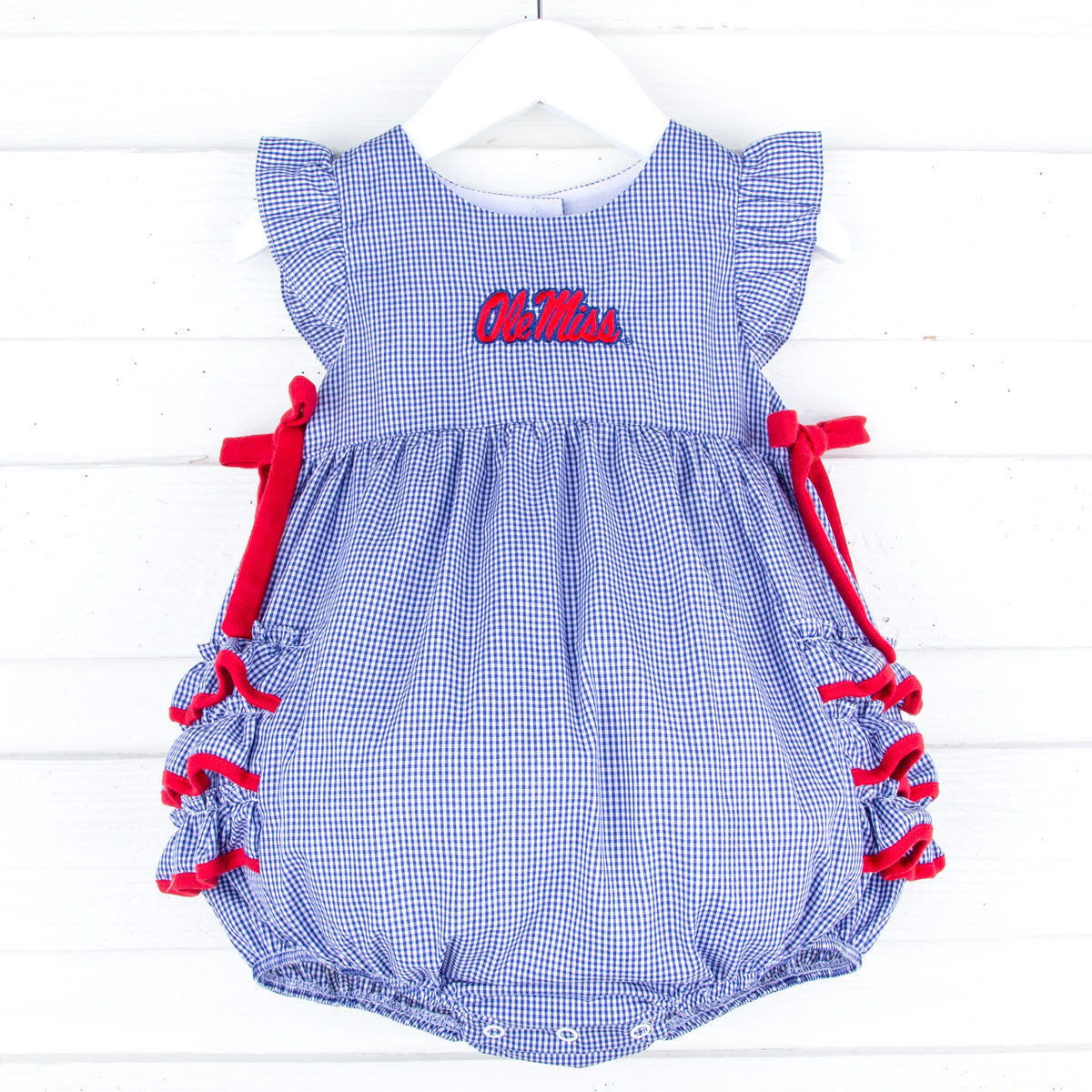 Ole Miss Embroidered Navy Ruffle Bubble