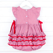 Arkansas Embroidered Red Ruffle Bubble