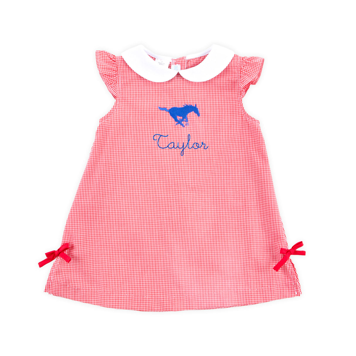 SMU Embroidered Red Gingham Dress