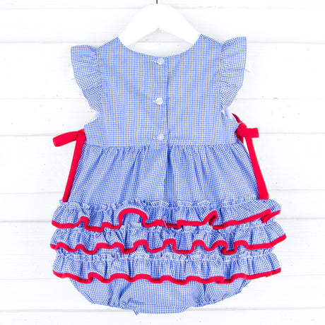 SMU Embroidered Royal Blue Ruffle Bubble