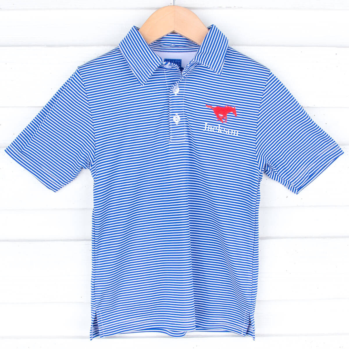 SMU Embroidered Royal Blue Performance Polo