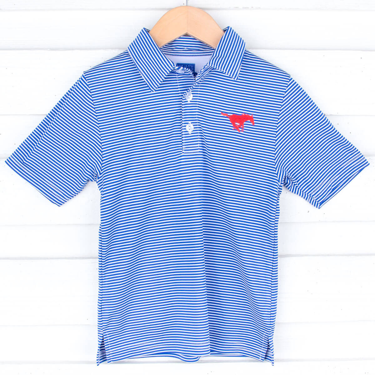 SMU Embroidered Royal Blue Performance Polo