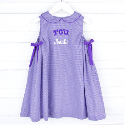 TCU Embroidered Purple Dress