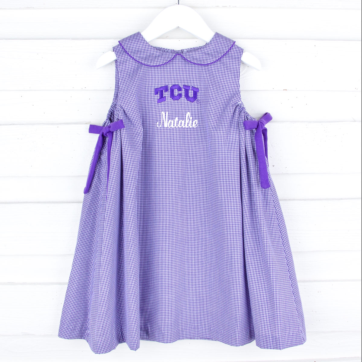 TCU Embroidered Purple Dress