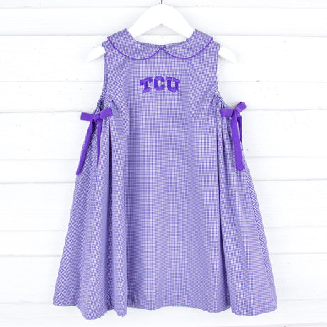 TCU Embroidered Purple Dress
