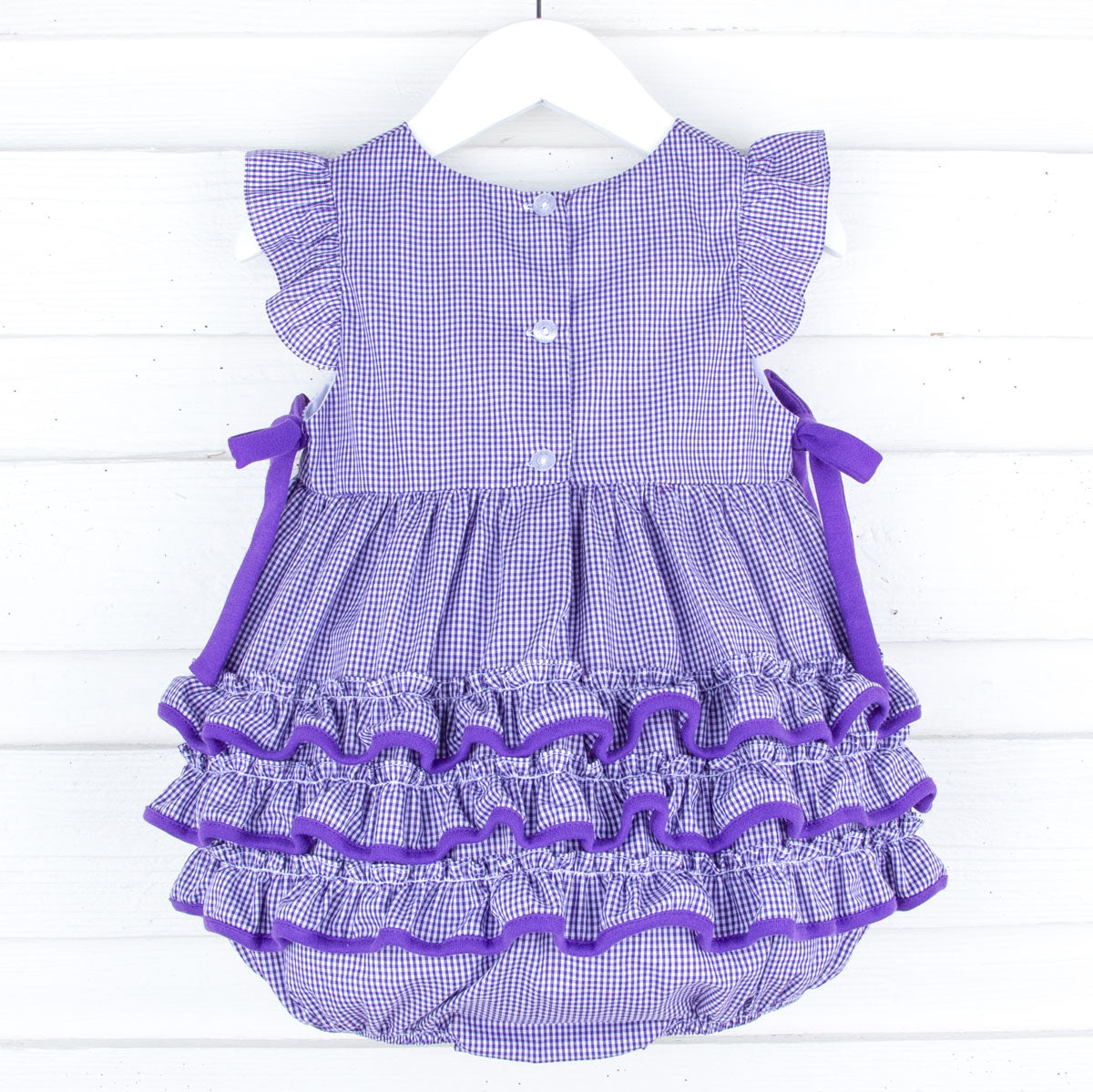 TCU Embroidered Purple Ruffle Bubble