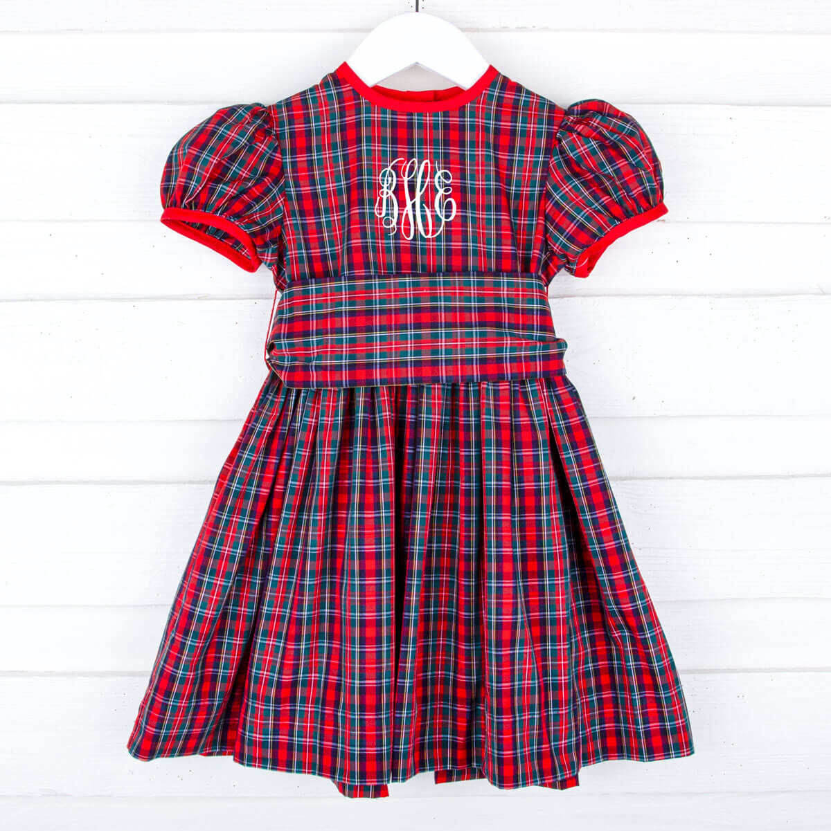 Christmas Eve Plaid Sash Dress
