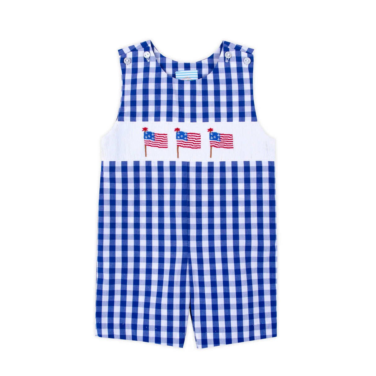 Flag Smocked Royal Check Jon Jon