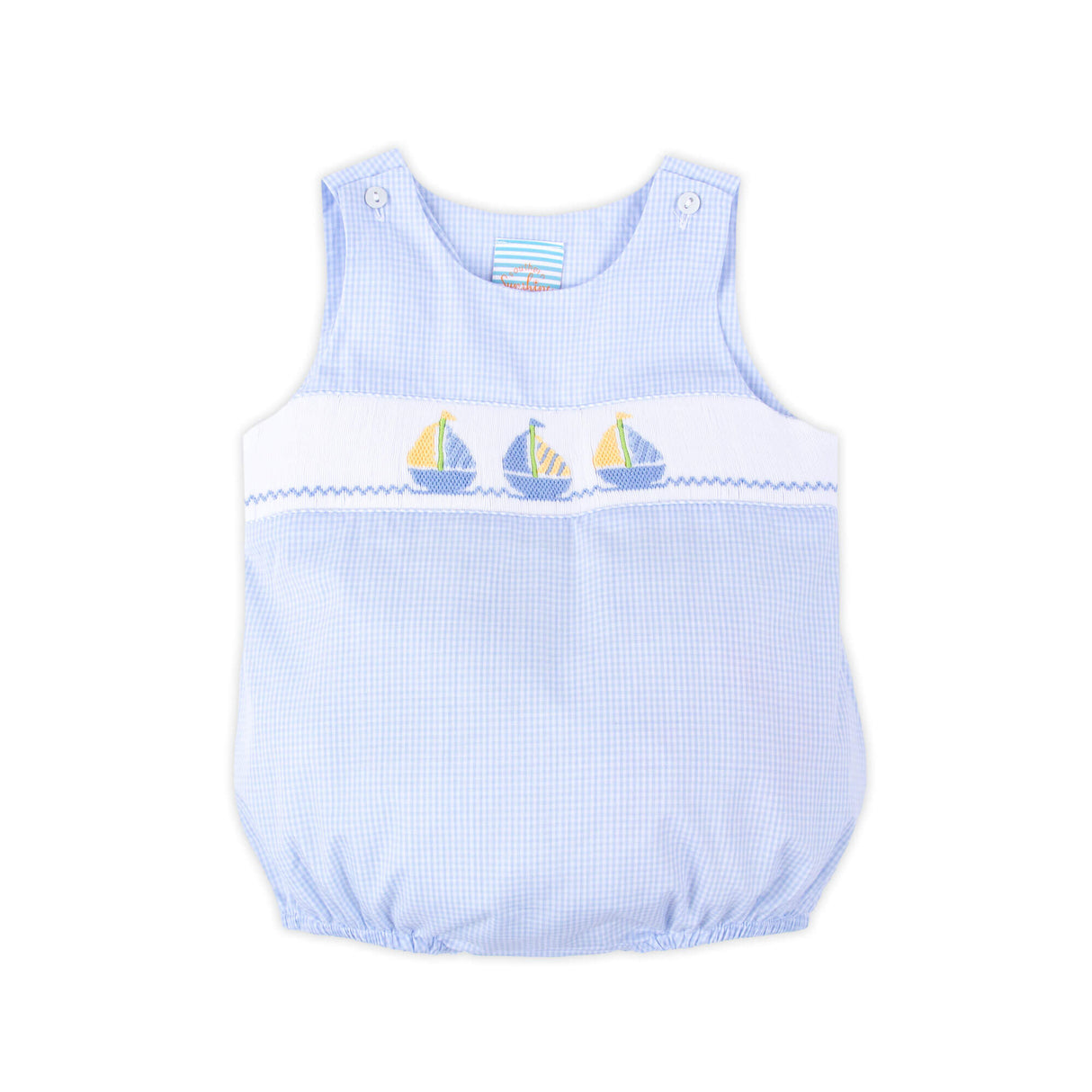 Sailboat Bliss Smocked Blue Gingham Sun Bubble