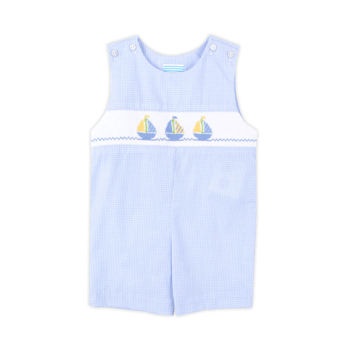 Sailboat Bliss Smocked Blue Gingham Jon Jon