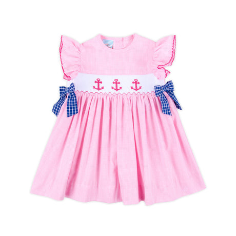 Anchor Smocked Pink Gingham Beverly Dress