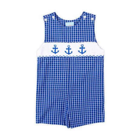Anchor Smocked Blue Windowpane Jon Jon