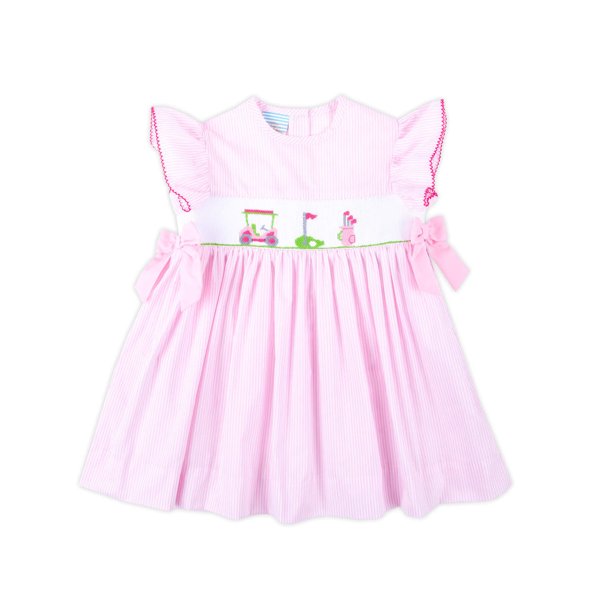 Golf Course Pink Stripe Smocked Beverly Dress
