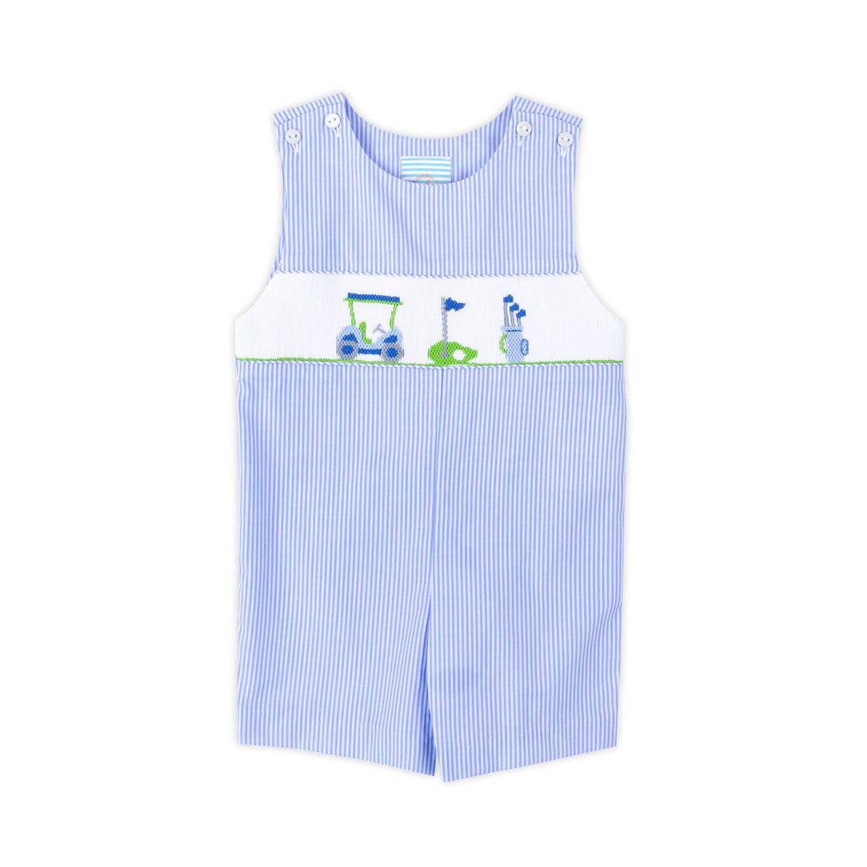 Golf Course Blue Stripe Smocked Jon Jon