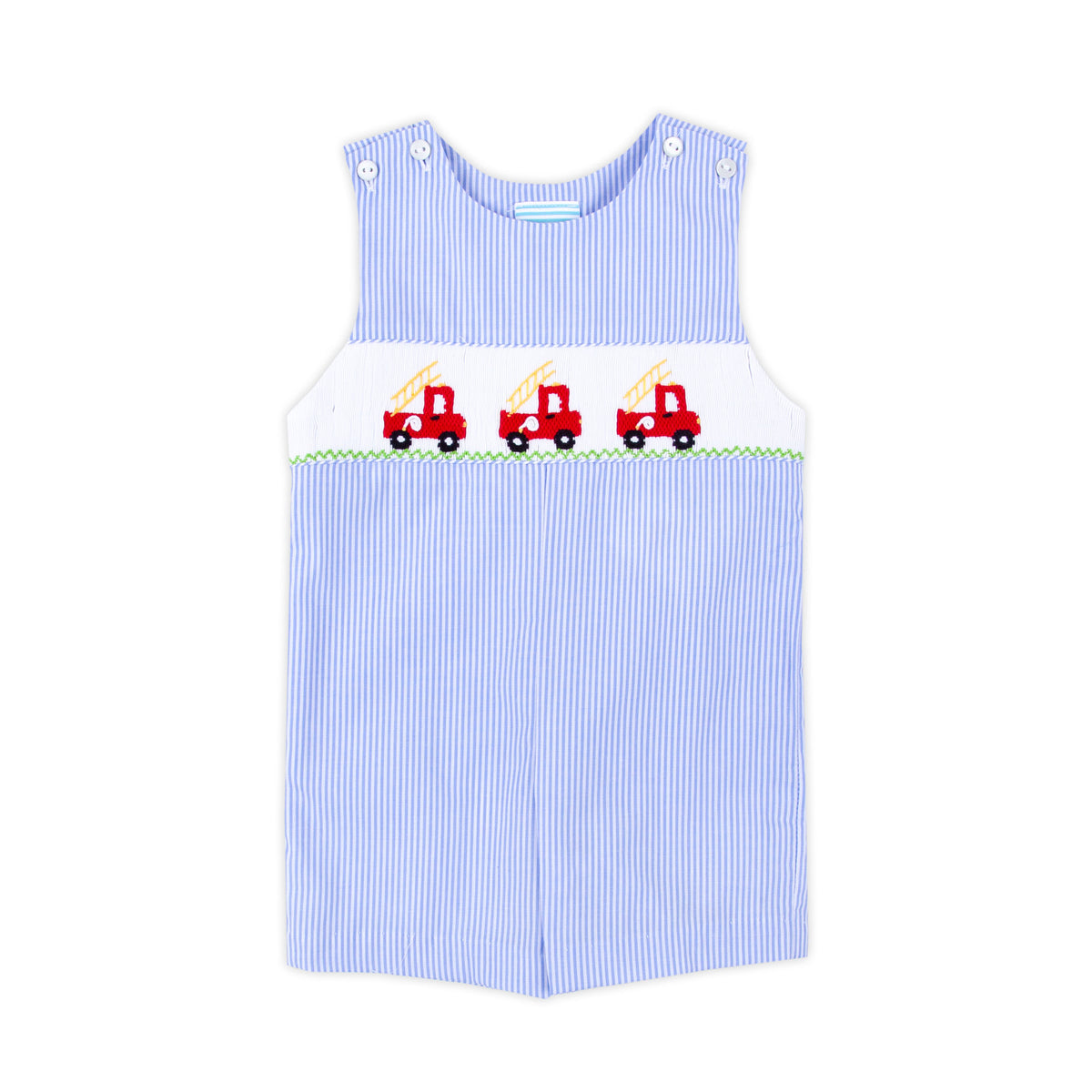 Petit Bebe Baby / Toddler Boys Light Blue Stripe Smocked Cars Jon Jon main image 0