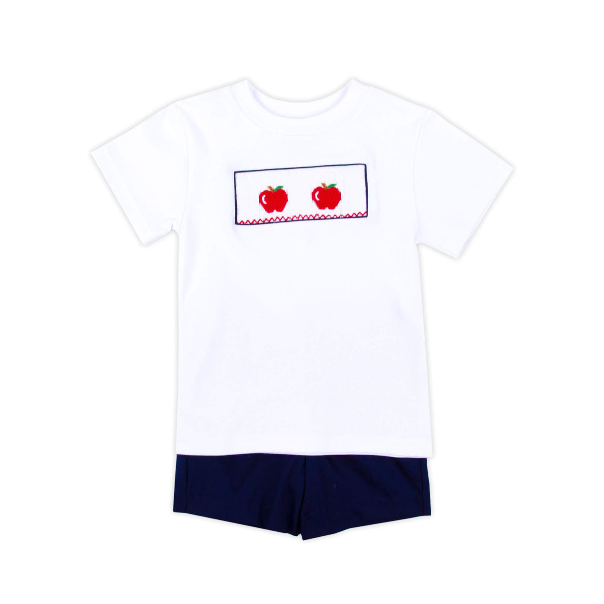 Apple Smocked Navy Short Set