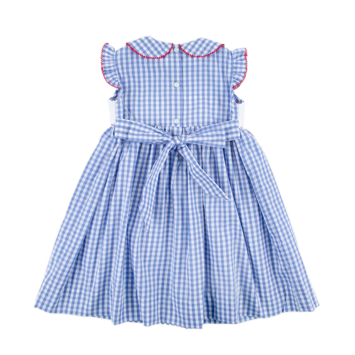 Raise the Flag Blue Gingham Smocked Collared Dress