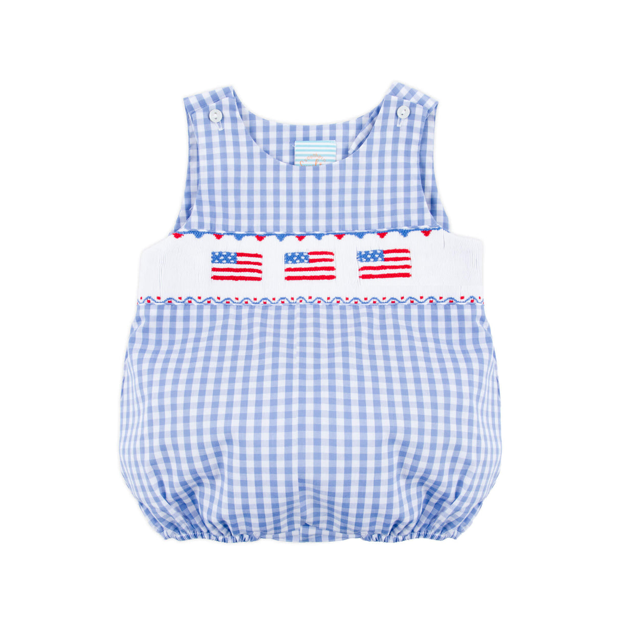 Raise the Flag Blue Gingham Smocked Sun Bubble
