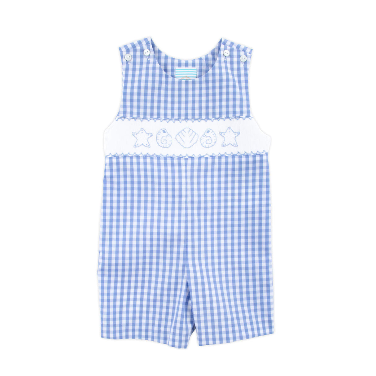 Seashell Smocked Blue Gingham Jon Jon