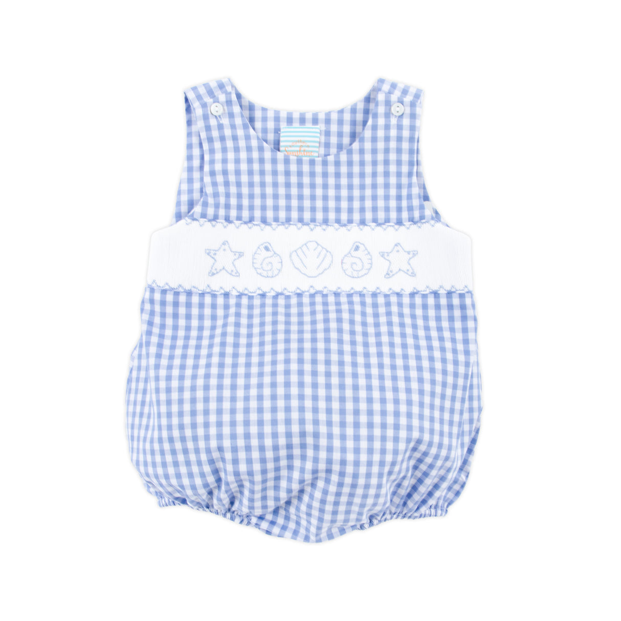 Seashell Smocked Blue Gingham Sun Bubble