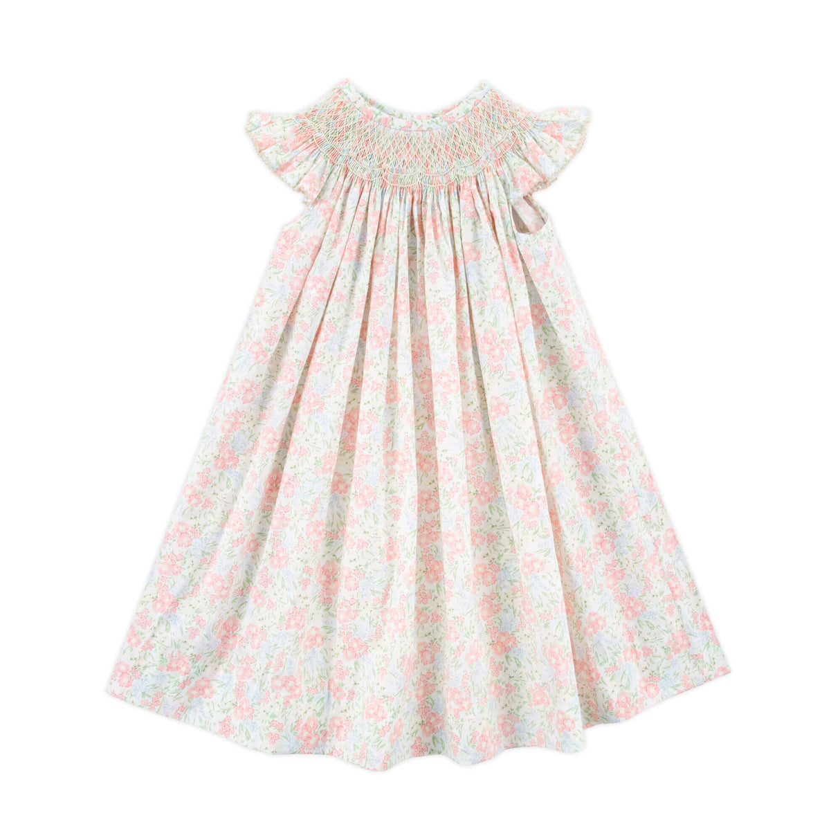 Vintage Garden Pink Smocked Angel Sleeve Dress